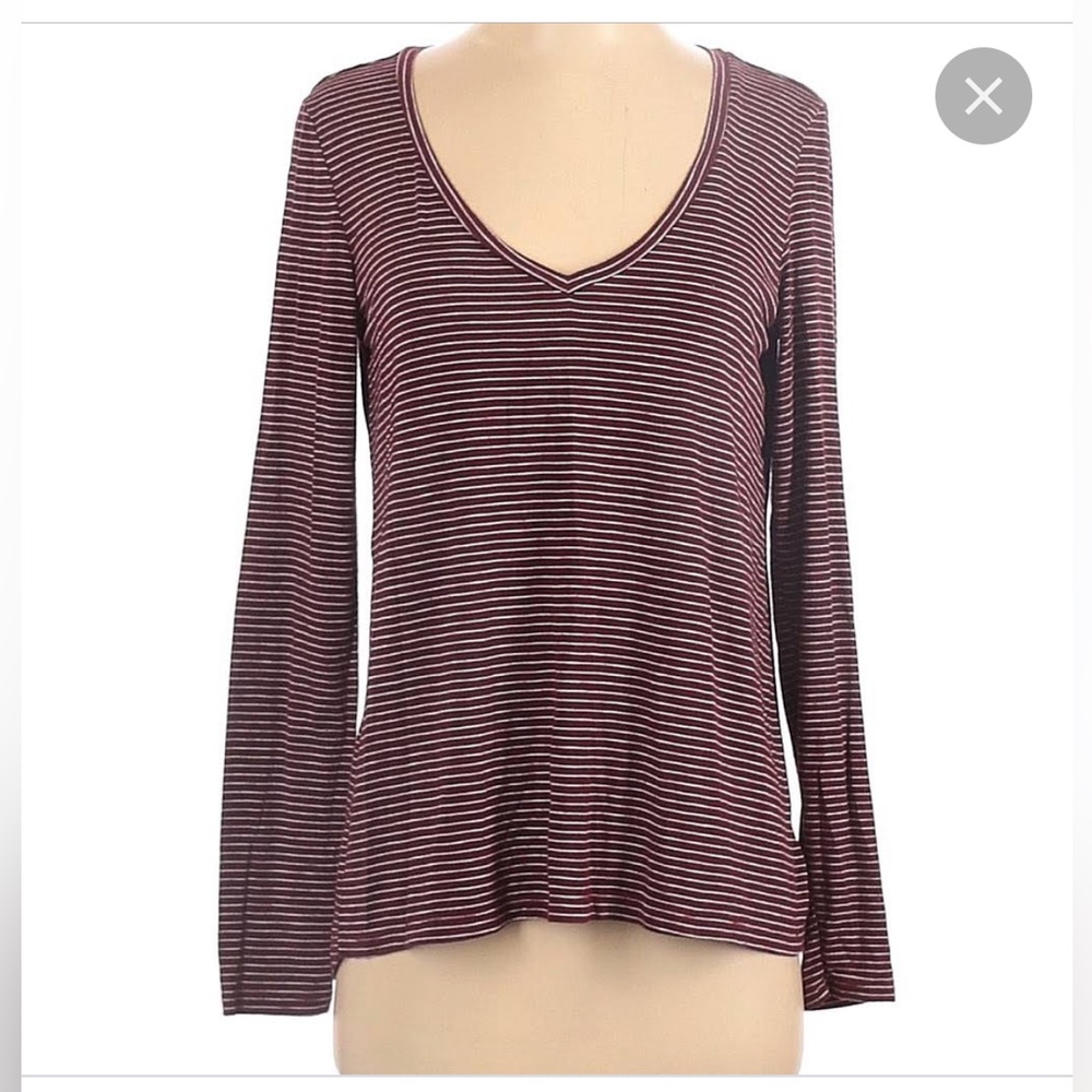 American Eagle soft and sexy slub burgundy striped shirt